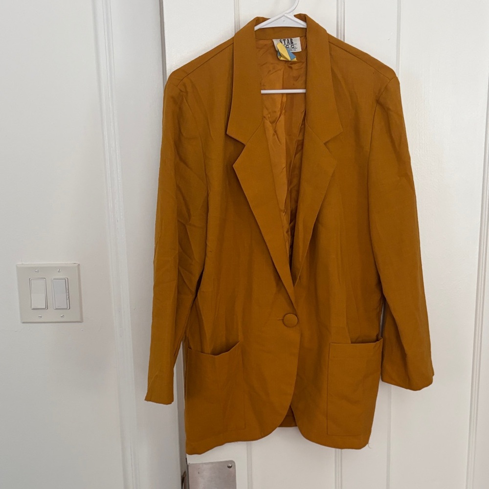 Mustard Yellow Linen Blend Blazer
